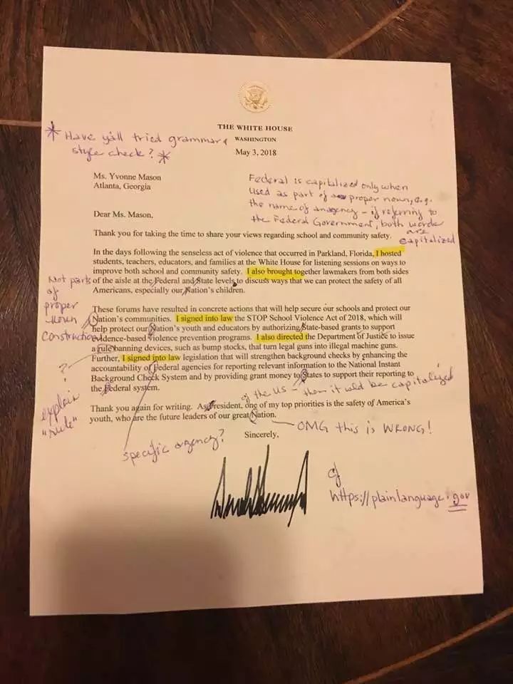 美国17年教龄英语老师给特朗普总统的来信纠错 | 图姐