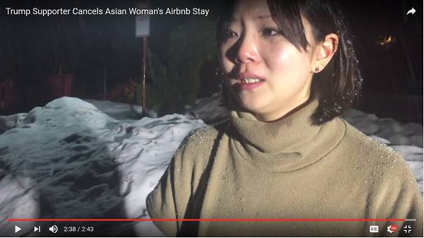 亚裔女哭诉Airbnb种族歧视 | 白人房主：“我们需要川普”