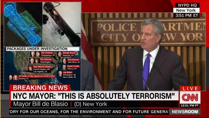 惊魂炸弹包裹数上升至10个，纽约市长称：这是恐怖主义行为