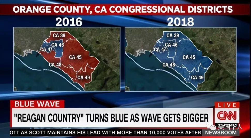 南加州共和党的大本营橙县成为蓝色的海洋